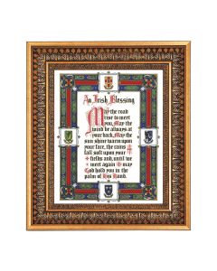 8" x 10" Irish Blessing Print in a 11.5" x 13.5" Vintage Bronze with Acanthus Leaves Frame with Velvet Backing Easel and Glass