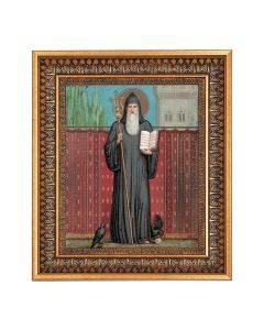 8" x 10" Saint Benedict Print in a 11.5" x 13.5" Vintage Bronze with Acanthus Leaves Frame with Velvet Backing Easel and Glass