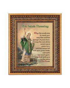 8" x 10" Irish Blessing-St. Patrick Print in a 11.5" x 13.5" Vintage Bronze with Acanthus Leaves Frame with Velvet Backing Easel and Glass