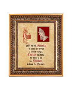 8" x 10" Serenity Praying Hands Print in a 11.5" x 13.5" Vintage Bronze with Acanthus Leaves Frame with Velvet Backing Easel and Glass