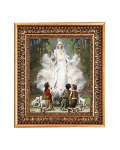 11.5" x 13.5" Vintage Bronze with Acanthus Leaves Frame with Velvet Backing Easel and Glass with a 8" x 10" O.L. of Fatima Print