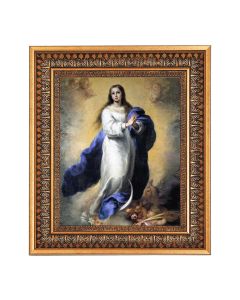 8" x 10" Murillo: Immaculate Conception Print in a 11.5" x 13.5" Vintage Bronze with Acanthus Leaves Frame with Velvet Backing Easel and Glass