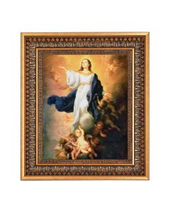 11.5" x 13.5" Vintage Bronze with Acanthus Leaves Frame with Velvet Backing Easel and Glass with a 8" x 10" Murillo: Immaculate Conception Print