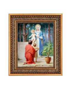 8" x 10" Chambers: Holy Family with St. John The Baptist Print in a 11.5" x 13.5" Vintage Bronze with Acanthus Leaves Frame with Velvet Backing Easel and Glass
