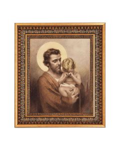 8" x 10" Chambers: St. Joseph and Crying Jesus Print in a 11.5" x 13.5" Vintage Bronze with Acanthus Leaves Frame with Velvet Backing Easel and Glass