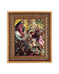 8" x 10" Tintoretto: Battle of the Archangel Michael with the Devil Print in a 11.5" x 13.5" Vintage Bronze with Acanthus Leaves Frame with Velvet Backing Easel and Glass