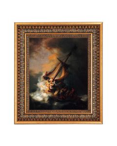 8" x 10" Rembrandt: The Storm on the Sea of Galilee Print in a 11.5" x 13.5" Vintage Bronze with Acanthus Leaves Frame with Velvet Backing Easel and Glass