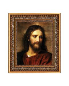 8" x 10" Hofmann: Christ at 33 Print in a 11.5" x 13.5" Vintage Bronze with Acanthus Leaves Frame with Velvet Backing Easel and Glass