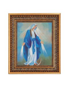 11.5" x 13.5" Vintage Bronze with Acanthus Leaves Frame with Velvet Backing Easel and Glass with an 8" x 10" Our Lady of Grace Print
