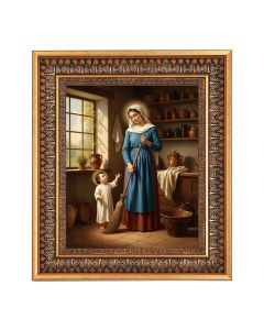 8" x 10" Madonna of the Kitchen Print in a 11.5" x 13.5" Vintage Bronze with Acanthus Leaves Frame with Velvet Backing Easel and Glass