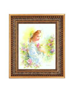 8" x 10" Blanc: Mystical Rose Print in a 11.5" x 13.5" Vintage Bronze with Acanthus Leaves Frame with Velvet Backing Easel and Glass