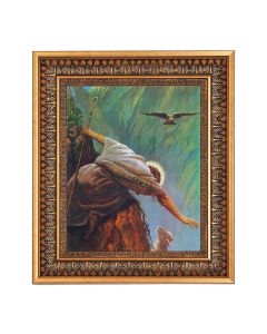 8" x 10" Hook: The Lost Sheep Print in a 11.5" x 13.5" Vintage Bronze with Acanthus Leaves Frame with Velvet Backing Easel and Glass