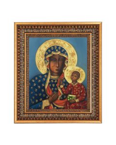 8" x 10" Our Lady of Czestochowa Print in a 11.5" x 13.5" Vintage Bronze with Acanthus Leaves Frame with Velvet Backing Easel and Glass