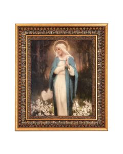 8" x 10" Chambers: Our Lady Among the Lilies Print in a 11.5" x 13.5" Vintage Bronze with Acanthus Leaves Frame with Velvet Backing Easel and Glass