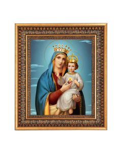 8" x 10" O.L. of The Sacred Heart Print in a 11.5" x 13.5" Vintage Bronze with Acanthus Leaves Frame with Velvet Backing Easel and Glass