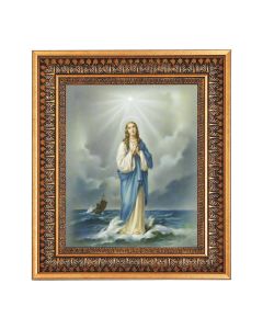 8" x 10" Stella Maris-Star of the Sea Print in a 11.5" x 13.5" Vintage Bronze with Acanthus Leaves Frame with Velvet Backing Easel and Glass