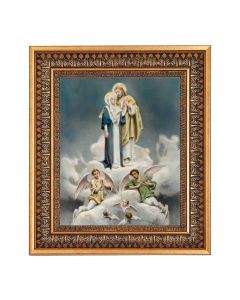 8" x 10" Chambers: Jesus and Mary Print in a 11.5" x 13.5" Vintage Bronze with Acanthus Leaves Frame with Velvet Backing Easel and Glass