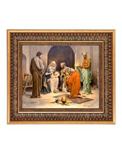 8" x 10" Chambers: Adoration of the Magi Print in a 11.5" x 13.5" Vintage Bronze with Acanthus Leaves Frame with Velvet Backing Easel and Glass