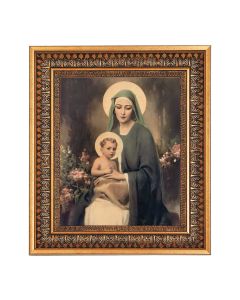 11.5" x 13.5" Vintage Bronze with Acanthus Leaves Frame with Velvet Backing Easel and Glass with a 8" x 10" Chambers: Madonna and Child Print