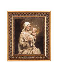 8" x 10" Chambers: Mother of Divine Christ Print in a 11.5" x 13.5" Vintage Bronze with Acanthus Leaves Frame with Velvet Backing Easel and Glass