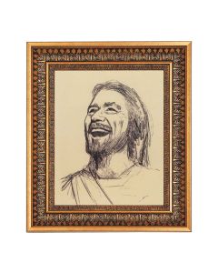 8" x 10" Segura: Joyful Christ Print in a 11.5" x 13.5" Vintage Bronze with Acanthus Leaves Frame with Velvet Backing Easel and Glass