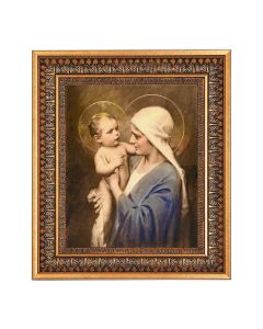 11.5" x 13.5" Vintage Bronze with Acanthus Leaves Frame with Velvet Backing Easel and Glass with a 8" x 10" Chambers: Jesus and Mary Print
