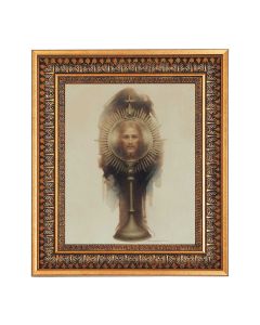 8" x 10" Chambers: Our Sacramental King Print in a 11.5" x 13.5" Vintage Bronze with Acanthus Leaves Frame with Velvet Backing Easel and Glass