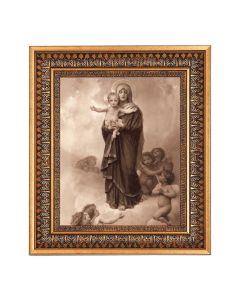 8" x 10" Bouguereau: Notre Dame des Anges Print in a 11.5" x 13.5" Vintage Bronze with Acanthus Leaves Frame with Velvet Backing Easel and Glass