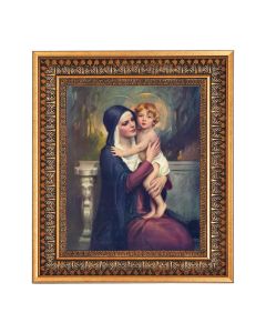 8" x 10" Chambers: Madonna and Christ Child Print in a 11.5" x 13.5" Vintage Bronze with Acanthus Leaves Frame with Velvet Backing Easel and Glass