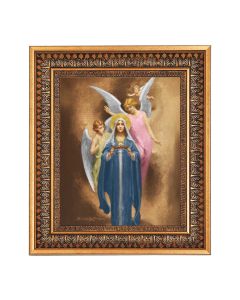8" x 10" Chambers: Mother of Christ in Agony Print in a 11.5" x 13.5" Vintage Bronze with Acanthus Leaves Frame with Velvet Backing Easel and Glass