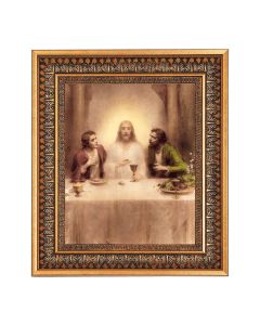 8" x 10" Chambers: Christ at Emmaus Print in a 11.5" x 13.5" Vintage Bronze with Acanthus Leaves Frame with Velvet Backing Easel and Glass