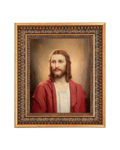8" x 10" Chambers: Our Lord Print in a 11.5" x 13.5" Vintage Bronze with Acanthus Leaves Frame with Velvet Backing Easel and Glass