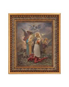 8" x 10" St. Joseph Terror of Demons Print in a 11.5" x 13.5" Vintage Bronze with Acanthus Leaves Frame with Velvet Backing Easel and Glass
