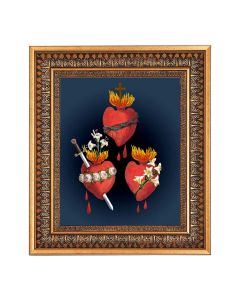 8" x 10" The Three Hearts-JMJ Print in a 11.5" x 13.5" Vintage Bronze with Acanthus Leaves Frame with Velvet Backing Easel and Glass