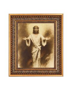 8" x 10" Chambers: Come Unto Me Print in a 11.5" x 13.5" Vintage Bronze with Acanthus Leaves Frame with Velvet Backing Easel and Glass