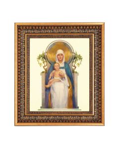 11.5" x 13.5" Vintage Bronze with Acanthus Leaves Frame with Velvet Backing Easel and Glass with a 8" x 10" Queen of Heaven Print 