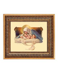 8" x 10" Chambers: Mary Model of all Mothers Print in a 11.5" x 13.5" Vintage Bronze with Acanthus Leaves Frame with Velvet Backing Easel and Glass