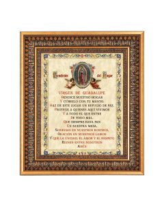 8" x 10" O.L. of Guadalupe House Blessing (Spanish) Print in a 11.5" x 13.5" Vintage Bronze with Acanthus Leaves Frame with Velvet Backing Easel and Glass