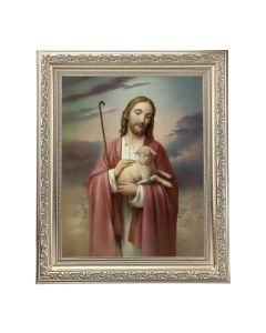 10" x 12" Ornate Silver Frame with a Good Shepherd Print