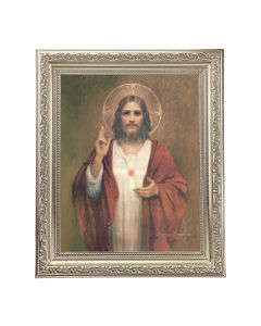 10" x 12" Ornate Silver Frame with a Chambers: Sacred Heart of Jesus Print