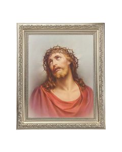 10" x 12" Ornate Silver Frame with a Christ in Agony Print