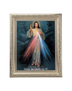 10" x 12" Ornate Silver Frame with a Divine Mercy (Spanish) Print
