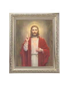 10" x 12" Ornate Silver Frame with a Chambers: Sacred Heart of Jesus Print