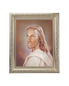 10" x 12" Ornate Silver Frame with a Head of Christ Print