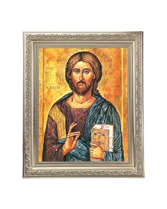 10" x 12" Ornate Silver Frame with a Christ the All Knowing Print