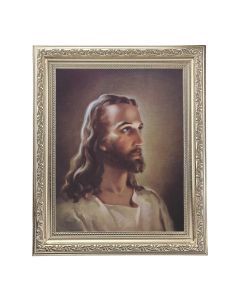 10" x 12" Ornate Silver Frame with a Sallman: Head of Christ Print