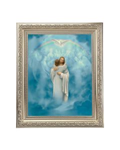 10" x 12" Ornate Silver Frame with a Christ Welcoming Home Print
