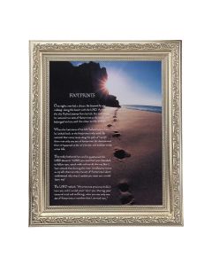 10" x 12" Ornate Silver Frame with a Footprints Print