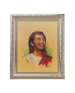 10" x 12" Ornate Silver Frame with a Segura: Laughing Jesus Print