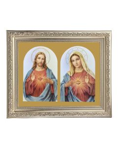 10" x 12" Ornate Silver Frame with a Sacred Hearts Print